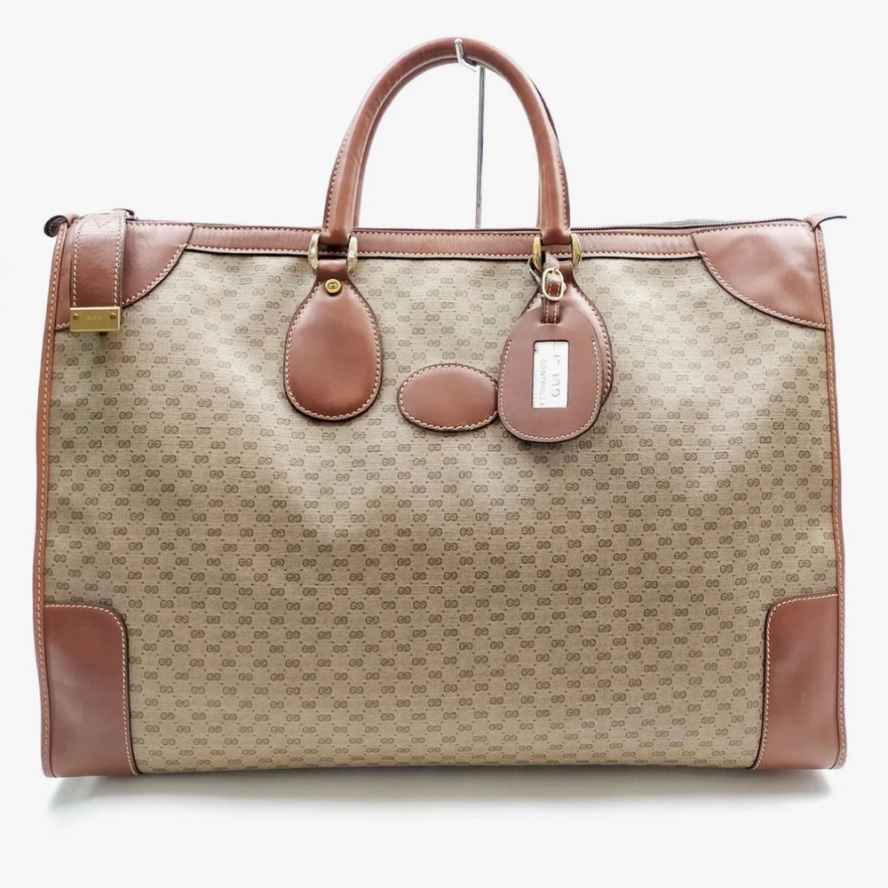 Authentic Gucci GG Vintage Travel Bag Suitcase PVC RARE Gucci Micro GG Gucci.